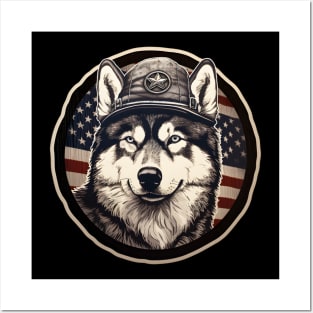 Patriotic Alaskan Malamute Posters and Art